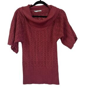 Maurices Cowlneck Burgundy Wine Short Sleeve Knitted Sweater Women’s S Workwear